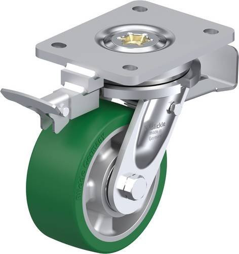 Blickle Lenkrolle mit Feststeller LO-ALST 127K-ST-RI4 in Grün und Silber, Rad-Durchmesser: 125 mm, Tragfähigkeit: 450 kg - Bild 1