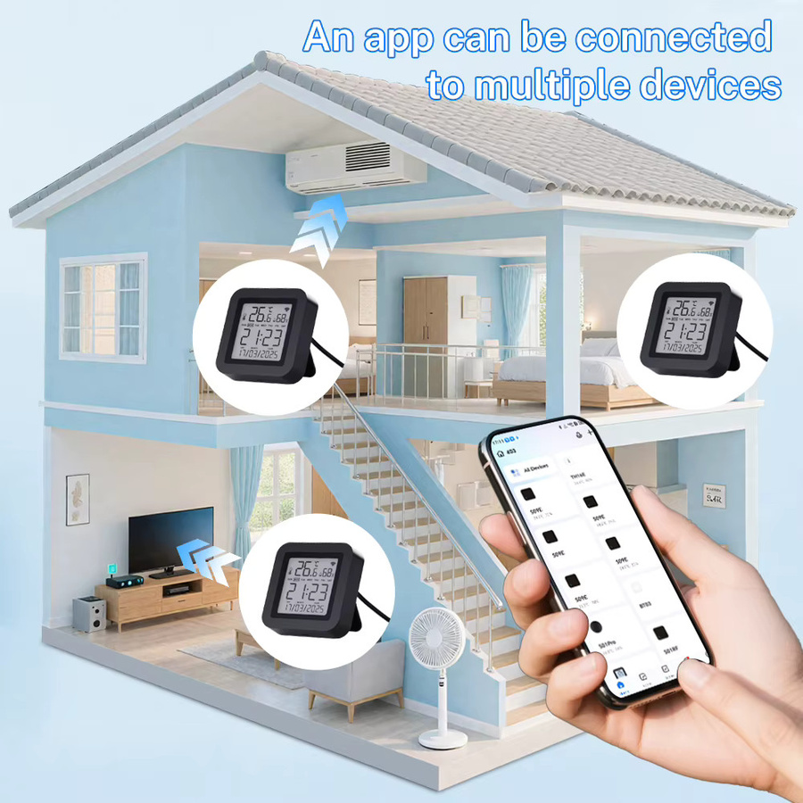 MinisterWorks S09 Smart WiFi IR-Fernbedienung mit integriertem Temperatur- und Feuchtigkeitssensor in Schwarz, kompatibel mit Google Home, Alexa, Yandex und Tuya SmartLife - Bild 6