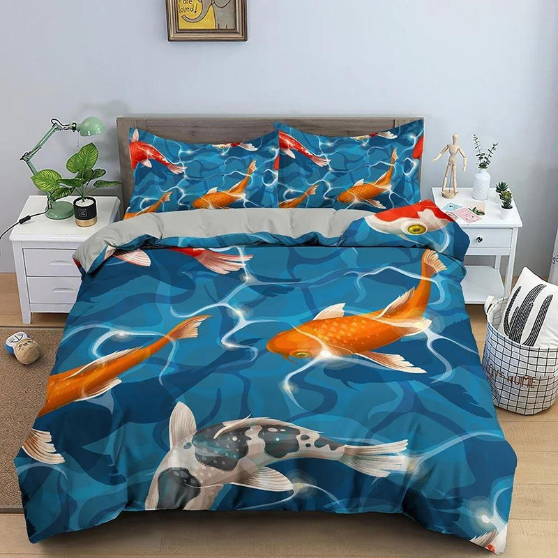 Binchi Bettwäsche Set mit 3D Koi Print für Kinder, Mikrofaser, Mehrfarbig, B/H: 135 x 200 cm - Bild 3