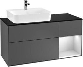 V&B Waschtischunterschrank Finion mit LED-Beleuchtung und Regalelement, Anthrazit lackiert, Breite: 120 cm - Bild 1