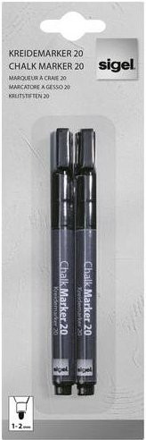 Sigel BA177 Kreidemarker für Whiteboards in Schwarz mit 1 mm und 2 mm Strichstärke - Bild 1
