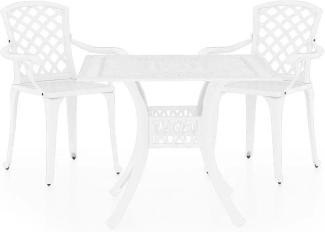 vidaXL 3-teiliges Bistro-Set aus Aluminiumguss in Weiß - Bild 1