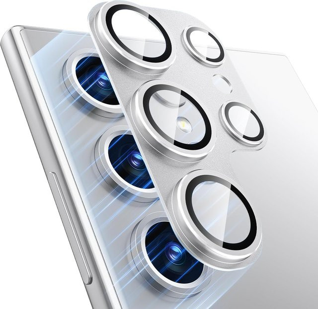 Kameraobjektivschutz aus Metallglas für Samsung Galaxy S24 Ultra S23 Ultra S22 Ultra S24 Plus S23 Plus in Silber - Bild 1