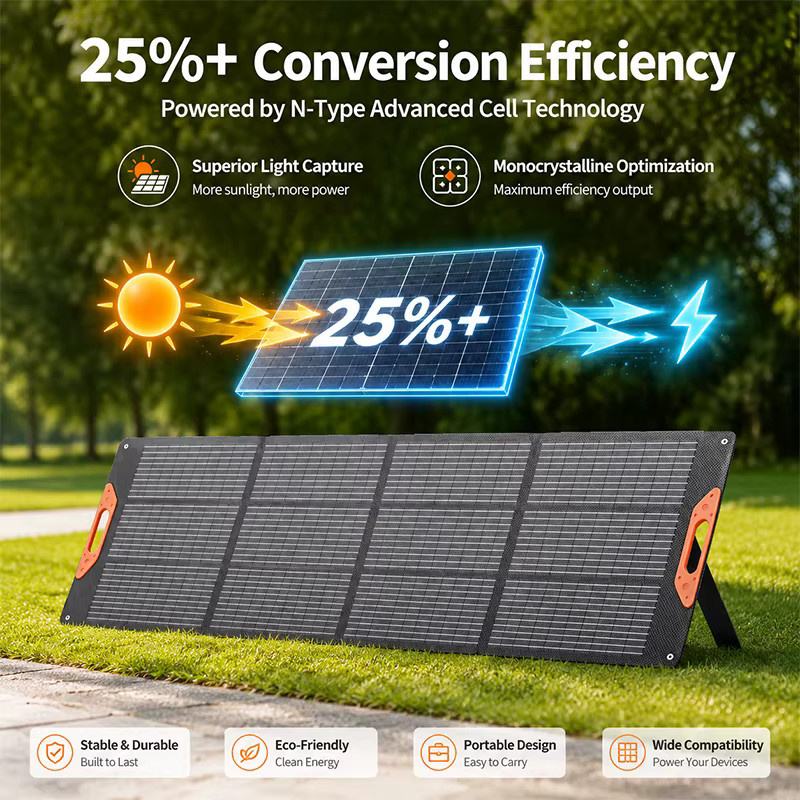 CHUBAN 2 Stück Tragbare Solarpanels 200W Faltbares Monokristallines Solarladegerät IP68 Wasserdicht Schwarz für Camping und Wohnmobil - Bild 3
