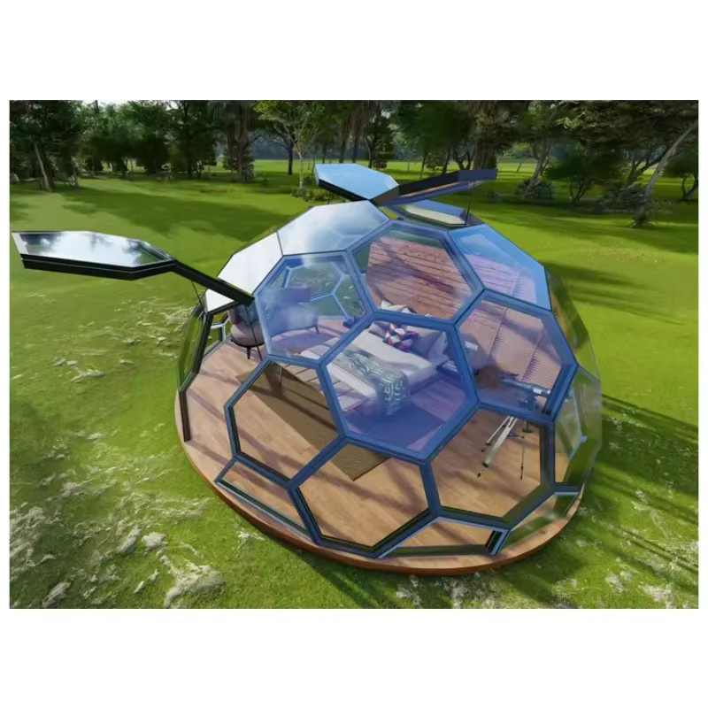Modernes geodätisches Kuppelzelt aus transparentem Polycarbonat als wind- und schneesicheres Winterhaus in Iglu-Design - Bild 2