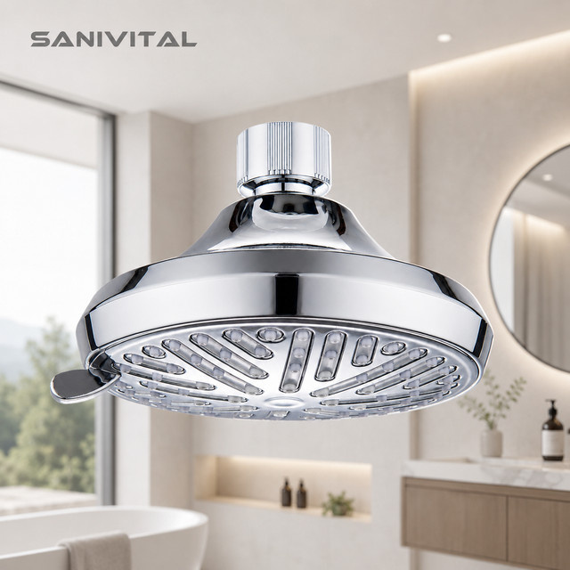 Sanivital Decken-Duschkopf in Chrom mit 4 Sprühmodi, Wassersparender Hochdruck-Duschsprüher für G1/2 Standard - Bild 1