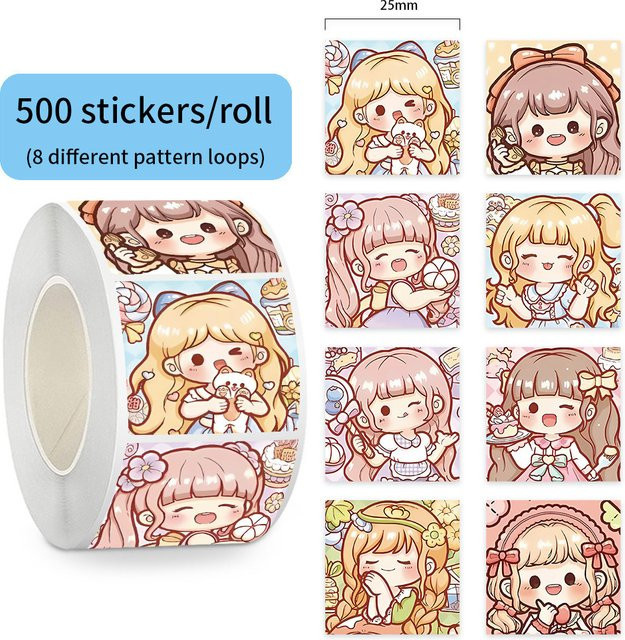 500 Stück Mädchen-Aufkleber von Anime Worlds Store in Multicolour für Notizbücher und Kinderhandwerk - Bild 1