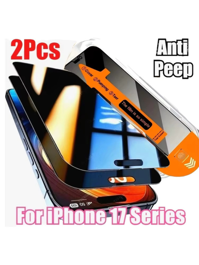 2er Set DIXSG Anti Spy Displayschutzfolie für iPhone 17 16 15 14 13 12 11 Pro Max Plus XR XS in Transparent mit staubfreier Installation - Bild 5