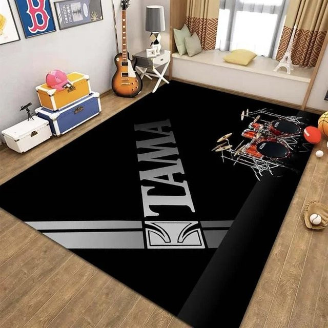 Karpetti Schlagzeug-Print Teppich Schwarz, B/B: 80 x 120 cm - Bild 1