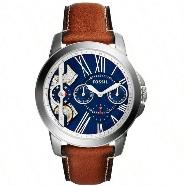 Fossil Armbanduhr, Quarz, Edelstahl, Blau, Herren - Bild 1