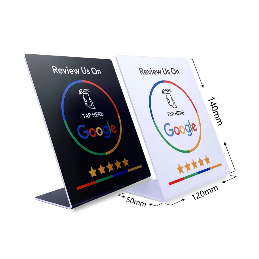 5YOA Programmierbare NFC-Kartenstation 13,56 MHz mit Google Review Display und Biegekartenständer für die Tischplatte in Weiß und Multicolour - Bild 1