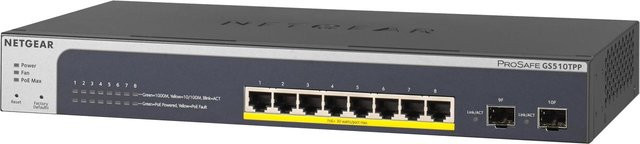 Netgear Smart GS510TPP L3 Lite Switch mit 8 x 10/100/1000 PoE+ Ports und 2 x SFP in Schwarz - Bild 1