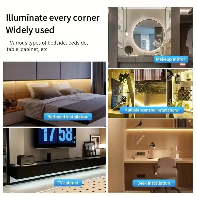 TALUTULA LED COB Lichtstreifen mit Touch-Dimmer, weißes USB Diodenband für TV-Hintergrundbeleuchtung und Spiegel, flexibles Silikon Lichtband zur Wanddekoration - Bild 5