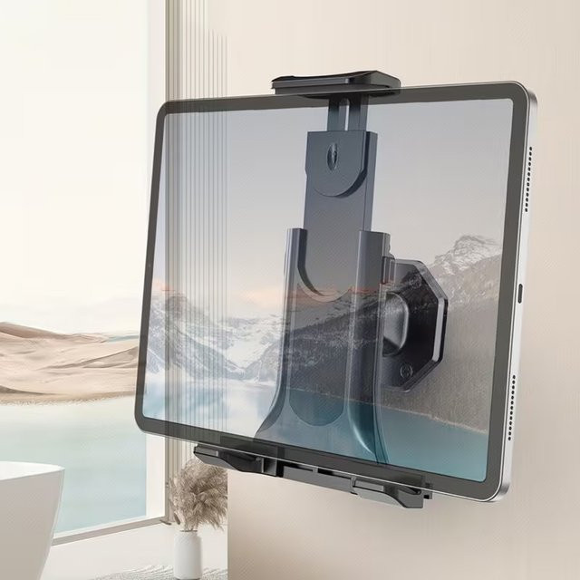 Homhu Wandmontierte 360 Grad Drehbarer Telefon- und Tablet-Halter in Schwarz für 4,7 bis 13 Zoll - Bild 1