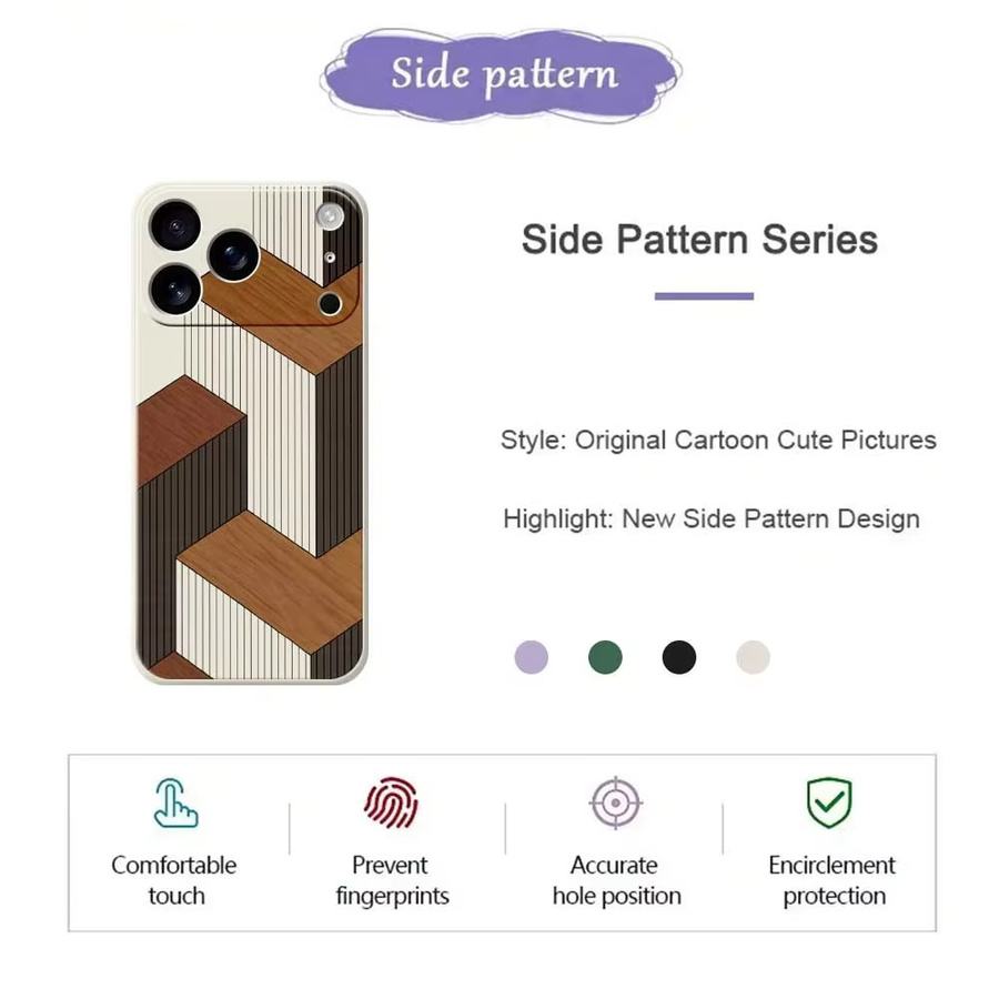 Geometrische Holz-Handyhülle für Apple iPhone in Braun mit TPU Cover - Bild 2