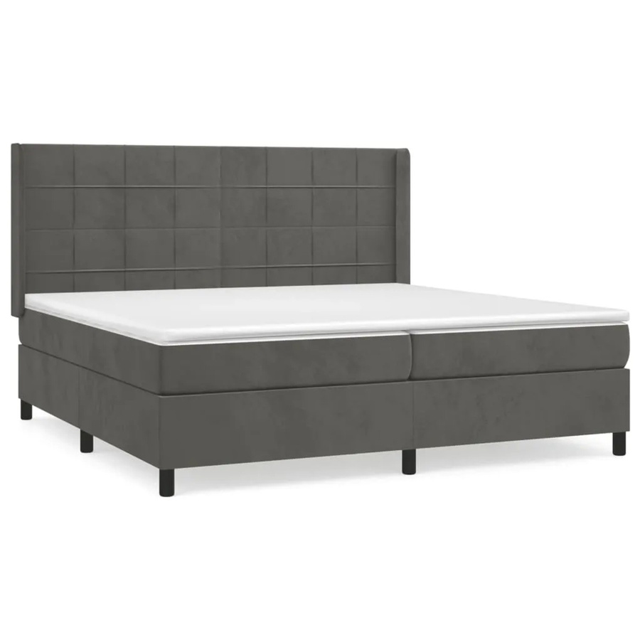 vidaXL Boxspringbett mit Matratze Dunkelgrau Samt B/T/H: 200 x 200 x 118 cm - Bild 2