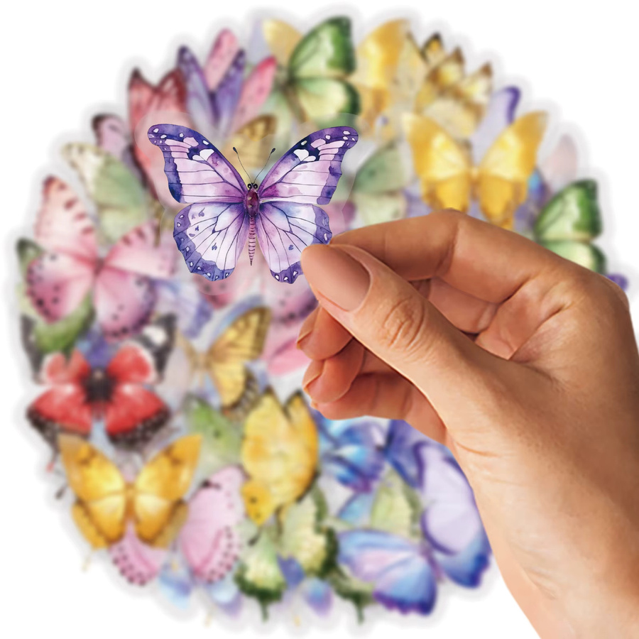 Etori Life Dancing Aquarell bunte Schmetterlingsaufkleber, 50-teiliges Set, multicolour - Bild 2