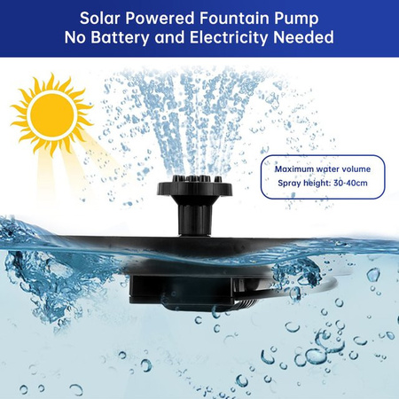 Solar-Wasserpumpe für Springbrunnen mit 4 Düsen und 150 l/h Förderleistung für Garten und Vogelbad