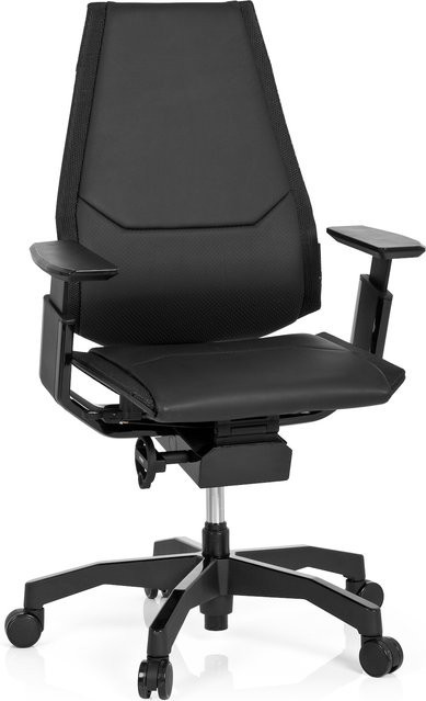 hjh OFFICE High End Bürostuhl GENIDIA BLACK aus Leder mit Armlehnen - Bild 1