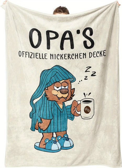 Vintage Opa's Nickerchendecke aus weichem Flanell-Fleece-Polyester in Retro-Design - Bild 1