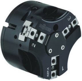 RÖHM Pneumatischer Zentrischgreifer RZP-A1 LKR112 in Schwarz aus Aluminium mit 3xM8 Gewinde - Bild 1