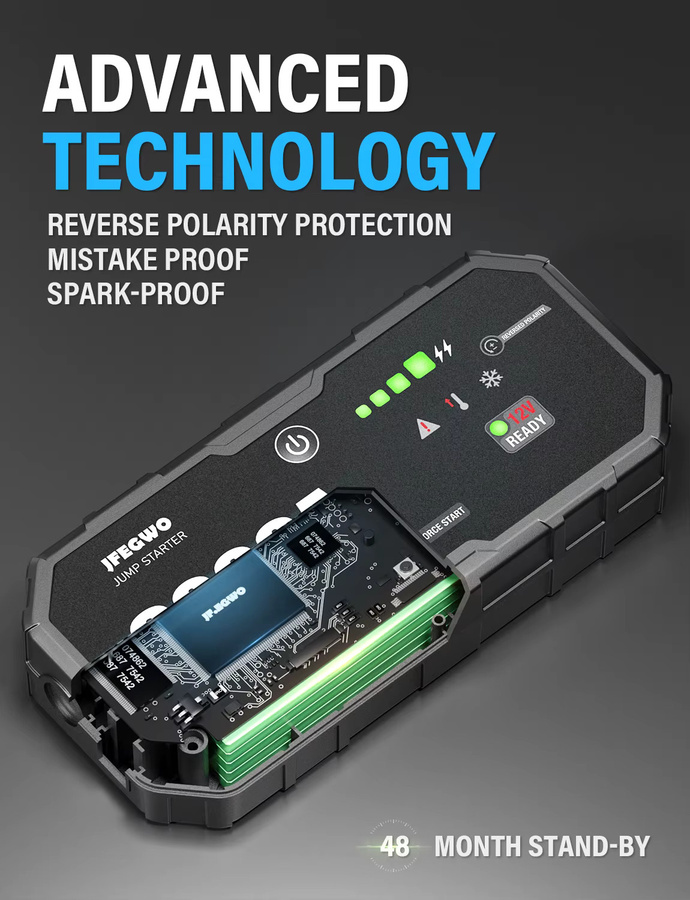 AdoreTrip Auto Starthilfe Powerbank 6000A 12V Batterie Booster für PKW und SUV in Schwarz - Bild 3