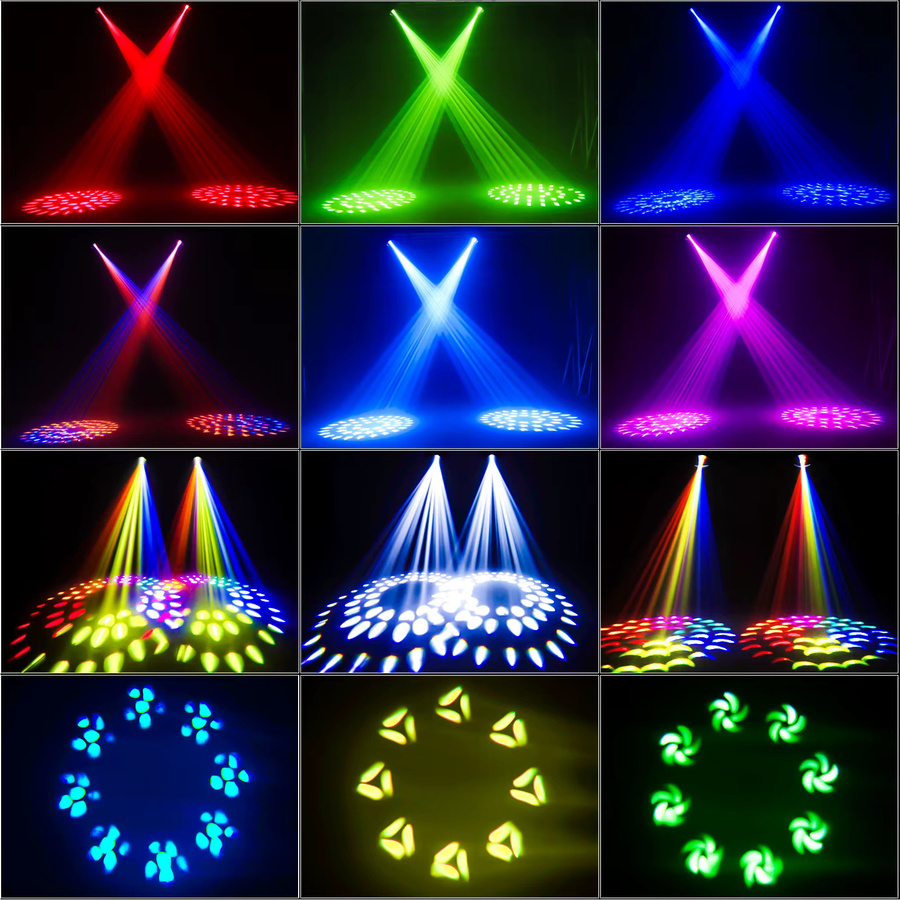 U'King Moving Head Licht 280W mit DMX512, 16CH RGB 3in1 LED Strahler mit Regenbogen-Effekt und Mustern, Schwarz - Bild 2