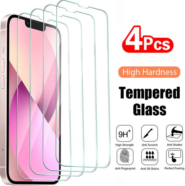 4er-Pack Displayschutz aus gehärtetem Glas für Apple iPhone 11 bis iPhone 17 Pro Max, transparent - Bild 1