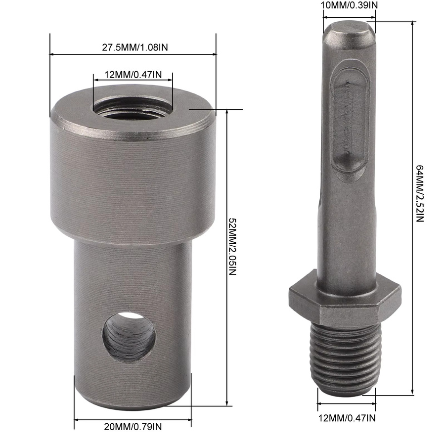 DAZZLEEX Erdbohrer-Adapter-Werkzeug mit 4 Schnittstellen und sechseckigem Griff in Silber für Schlagschrauber und Hammermaschinen - Bild 2