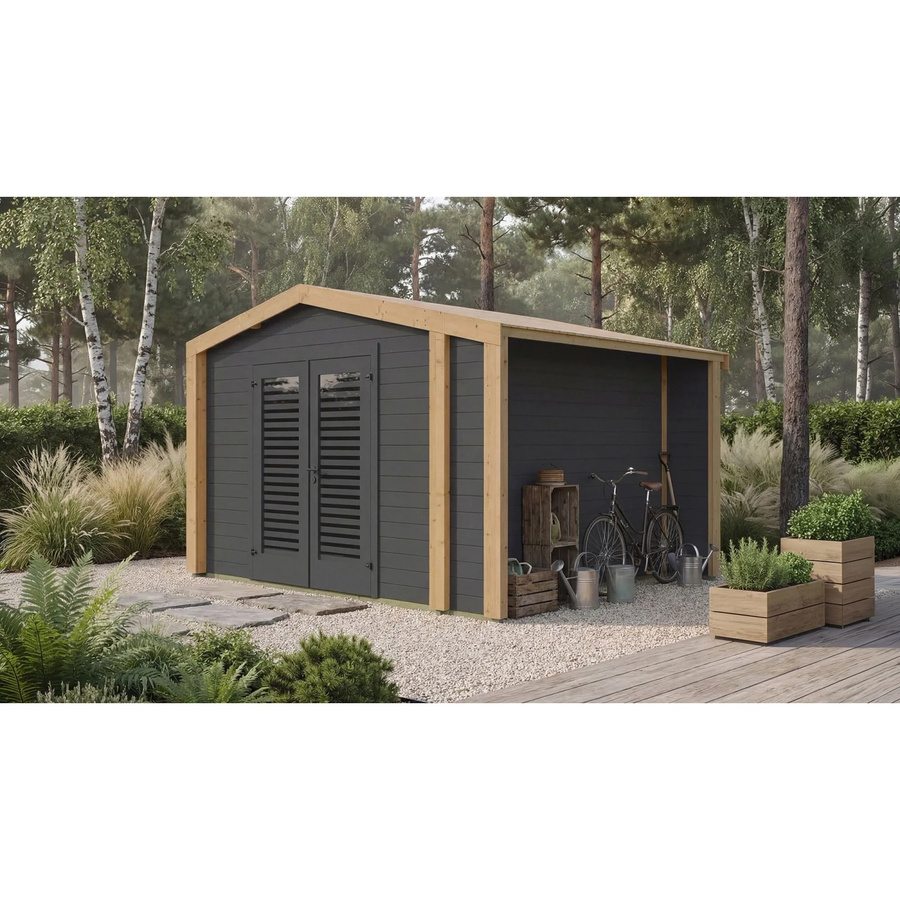 Weka Holz-Gartenhaus Killarney mit Satteldach in Anthrazit-Eiche - Bild 2