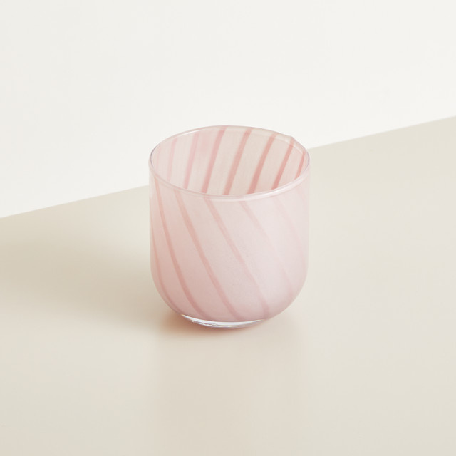 Modernes Glas Windlicht von BLUME2000 in Pink Gestreift - Bild 1