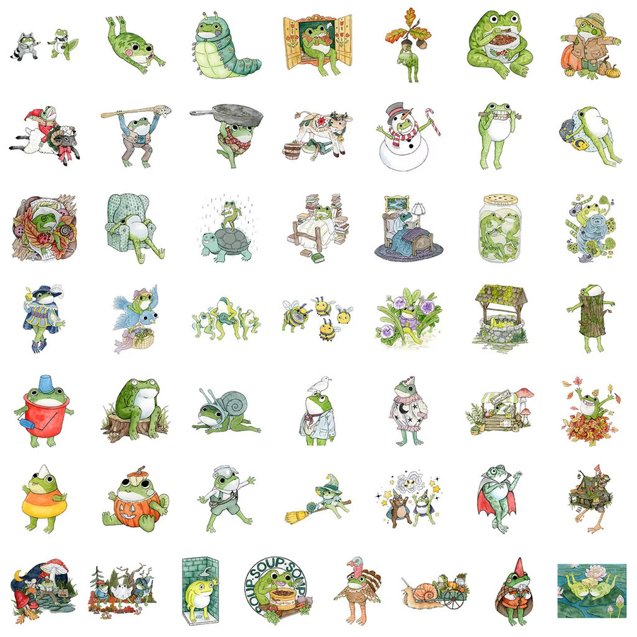 50 Stück niedliche Frosch-Graffiti-Aufkleber in Multicolour als wasserfeste Cartoon-Dekoration für Wasserbecher und Telefone von BulingBulingStickers Store - Bild 2