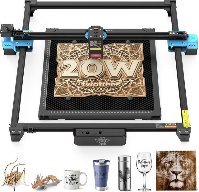Twotrees TTS-20 Pro Lasergravurmaschine und CNC-Schneidemaschine mit Edelstahl-Funktion, WiFi und Offline-Steuerung, Schwarz - Bild 1