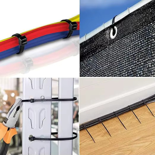 100 Stück selbstsichernde Kabelbinder aus Nylon in Schwarz und Weiß mit starkem Druckknopf und hoher Temperaturbeständigkeit - Bild 6