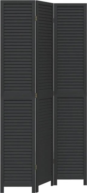 vidaXL 3-teiliger Paravent aus Paulownia-Massivholz in Schwarz matt, B/H: 220 x 110 cm - Bild 1
