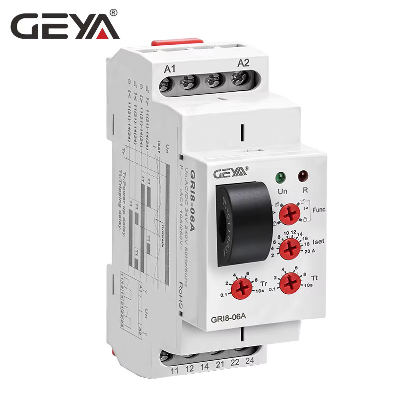 GEYA GRI8-06 DC-Stromsensorrelais, 2CO, 8A, AC/DC-Stromprüfrelais, 24V-240V, Farbe: Weiß, Breite: 18 mm - Bild 2