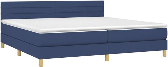 vidaXL Boxspringbett mit Matratze und LED-Beleuchtung in Blau, Hybrid-Bett mit USB-Anschluss und Taschenfederkern, B/T: 200 x 200 cm - Bild 1
