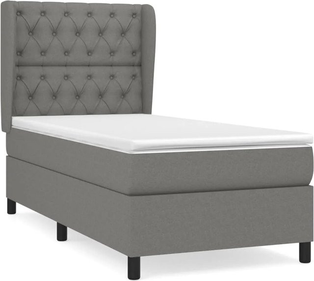vidaXL Boxspringbett Hybrid mit Matratze Dunkelgrau B/T/H: 80 x 200 x 128 cm - Bild 1