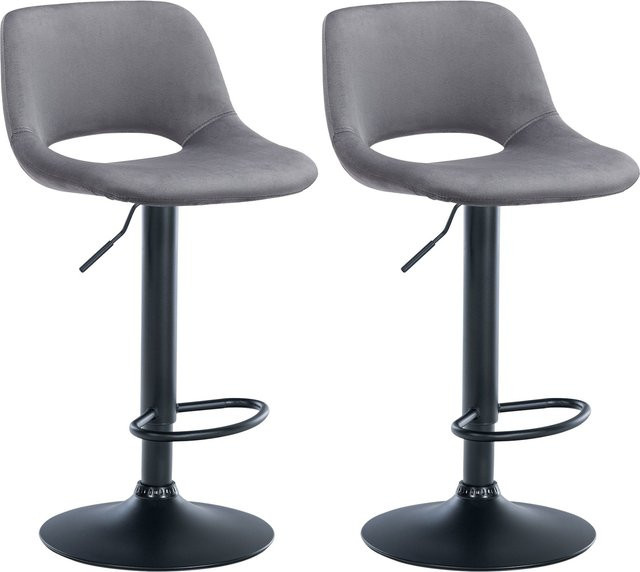 CLP 2er Set Barhocker Camden mit Samt-Bezug in Grau - Bild 1