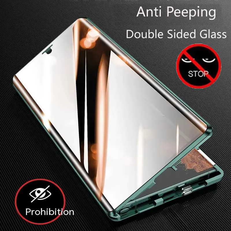 Magnetische Anti-Spionage Metall-Handyhülle für Samsung Galaxy S25 S24 S23 S26 Ultra Plus mit Datenschutzfunktion in Schwarz - Bild 2