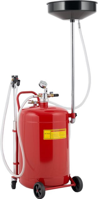 HOMCOM Ölabsaugbehälter für gebrauchtes Öl, 68 l, höhenverstellbar 101-141 cm, tragbarer Ölrückgewinnungswagen mit Rädern und Griff, Rot - Bild 1