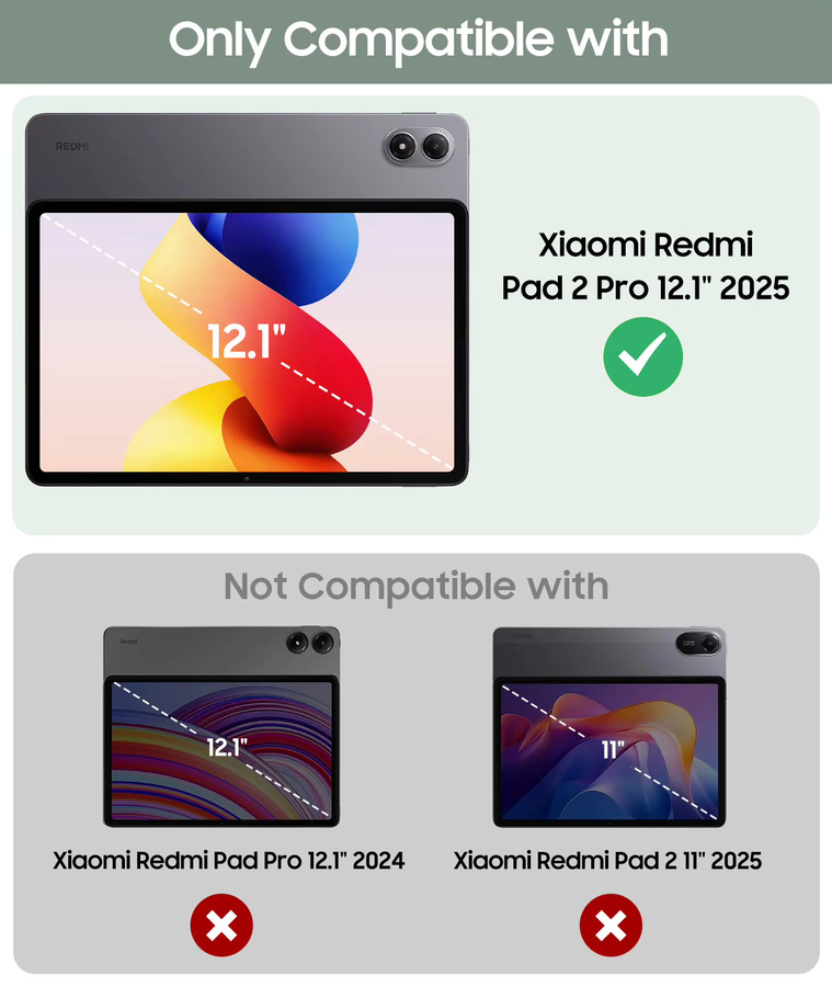 Xiaomi Redmi Pad 2 Pro 12,1 Zoll Hülle in Blau aus PU-Leder mit Smart Trifold Standfunktion und Auto-Schlaf/Aufwach-Funktion - Bild 2