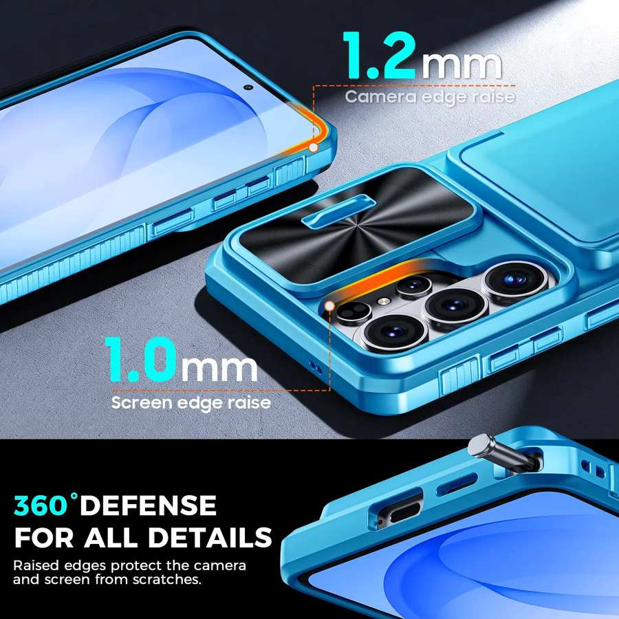 BANGZAO Silikon-Handyhülle mit Kartenhalter und RFID-Schutz für Galaxy S26 Ultra in Blau - Bild 5