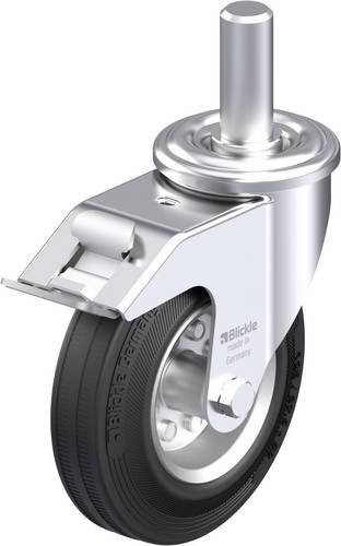 Blickle LEZ-VE 125R-FI Stahlblech-Lenkrolle aus verzinktem Stahl in Silber und Schwarz mit einem Rad-Durchmesser von 125 mm und einer Tragfähigkeit von 100 kg - Bild 1