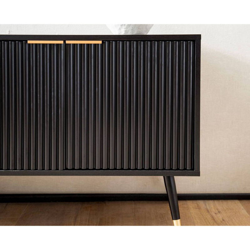 Modernes Lowboard in Schwarz und Gold aus Holz und Metall, B/H/T: 150 x 60 x 39 cm - Bild 4