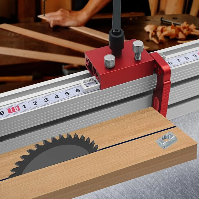 FNICEL Verstellbarer Zaun-Flip-Stop aus legiertem Stahl in Rot für präzise Längenbegrenzung bei der Holzbearbeitung - Bild 1