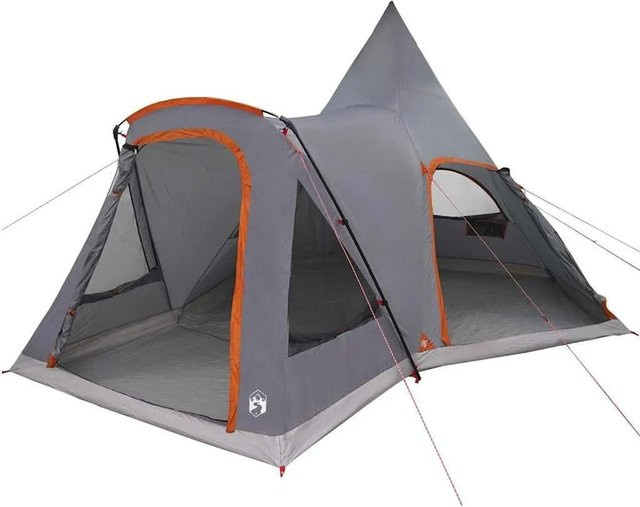 vidaXL Teepee Zelt mit Dach in Grau und Orange B/T/H: 545 x 450 x 295 cm - Bild 1