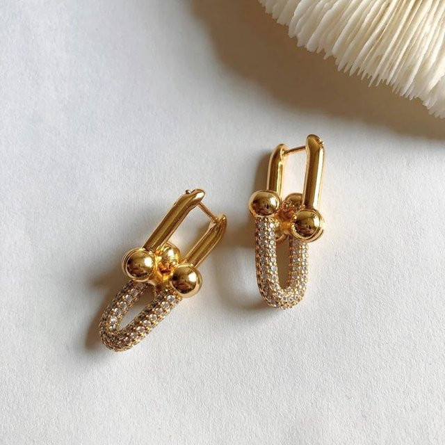 FOXANRY Ohrringe, Kupfer, Gold, Zirkonia, Damen - Bild 1