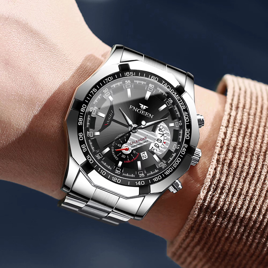 BINBOND Armbanduhr Quarz, Edelstahl, Schwarz, Herren - Bild 4