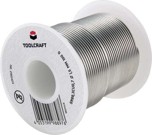 TOOLCRAFT Lötzinn Sn99,3Cu0,7 bleifrei, silber, 100 g, 1,5 mm - Bild 1